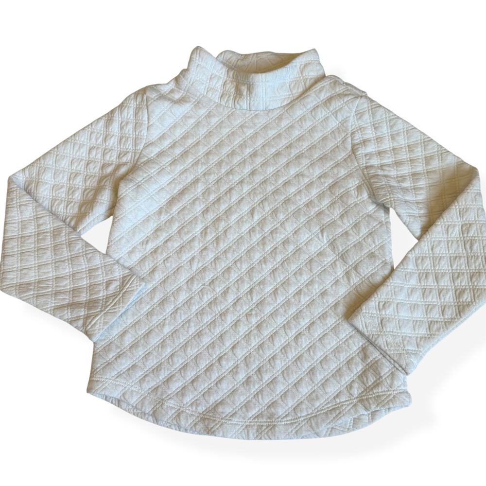 J.Crew Kids Crewcuts Quilted Mockneck Pullover Ivory Girls Small 6/7